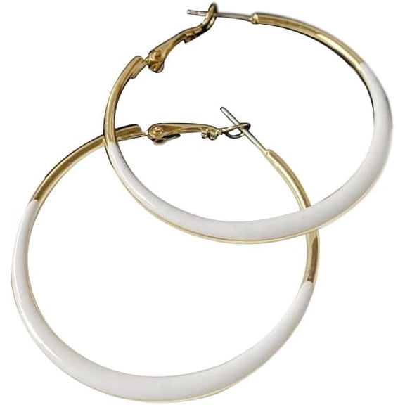 Big 5cm Circle Hoop Earring Multicolor Enamel Round Dangle Drop Earrings for Women Exaggerated Statement Jewelry