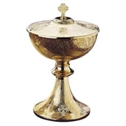 Big 9 1/2" Church Chapel Gold Gilded Priest Celtic Cross Chalice Host Ciborium Ciboria
