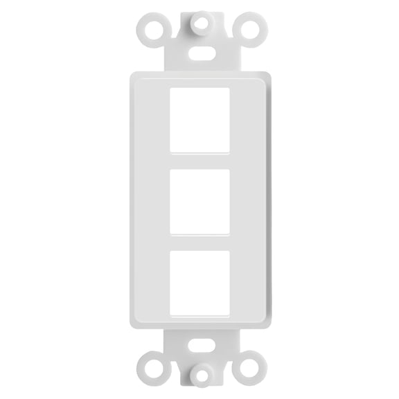 Big-A - 3 Port Decorator Wall Plate 1-Gang Keystone Decorative Insert, Keystone Jack Single Gang Wall Plate - White