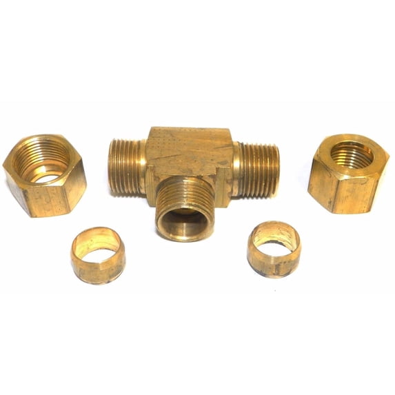 Big A Service Line 3-171860 Brass Pipe, Tee Fitting Kit 1/2" x 3/8"
