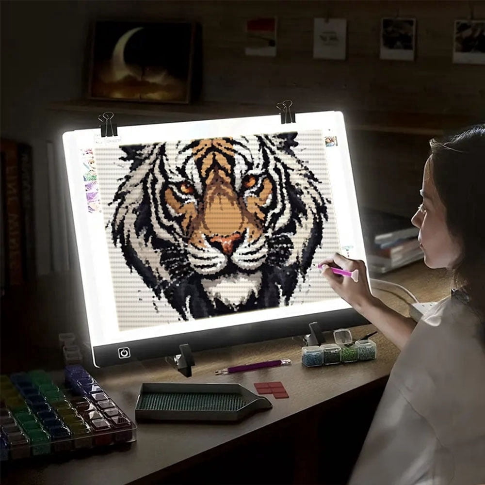 Big A3 LED Copy Board Light Tracing Box, Adjustable USB Power LED Trace Light Pad For Tattoo Drawing, Streaming, Sketching, Animation, Stenciling, With Removable Stand And Diamond
