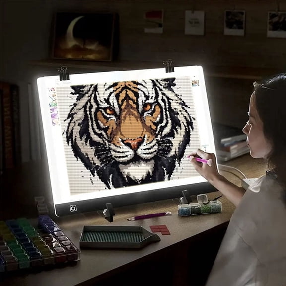 Big A3 LED Copy Board Light Tracing Box, Adjustable USB Power LED Trace Light Pad For Tattoo Drawing, Streaming, Sketching, Animation, Stenciling, With Removable Stand And Diamond