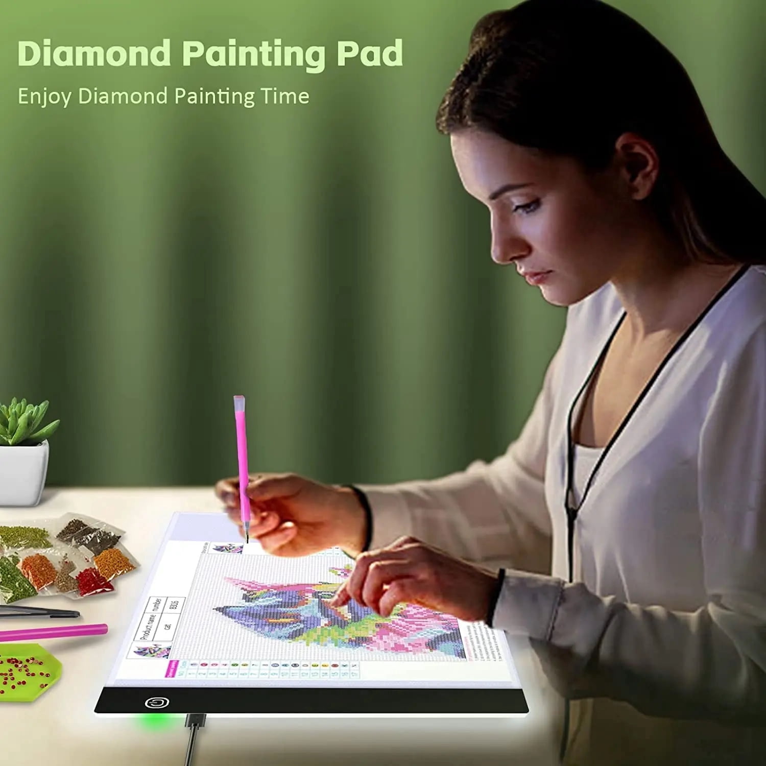 Big A4 LED Copy Board Light Tracing Box, Adjustable USB Power LED Trace Light Pad For Tattoo Drawing, Streaming, Sketching, Animation, Stenciling, With Removable Stand And Diamond Painting Tools