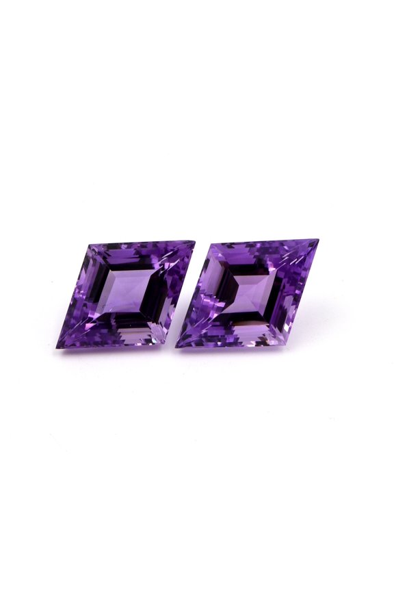 Big! AAA Natural Amethyst Lozenge Cut Pair, 53.5 Ct BIG Amethyst Matched Pair, For Statement Earrings, Calibrated Amethyst, Kite shape studs
