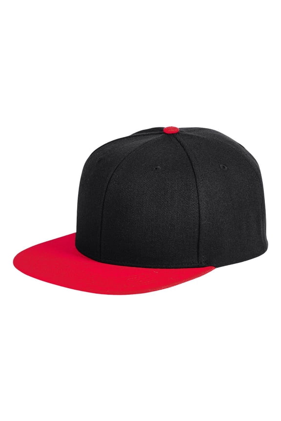 BA539 Flat Bill Sport Cap - Black Red
