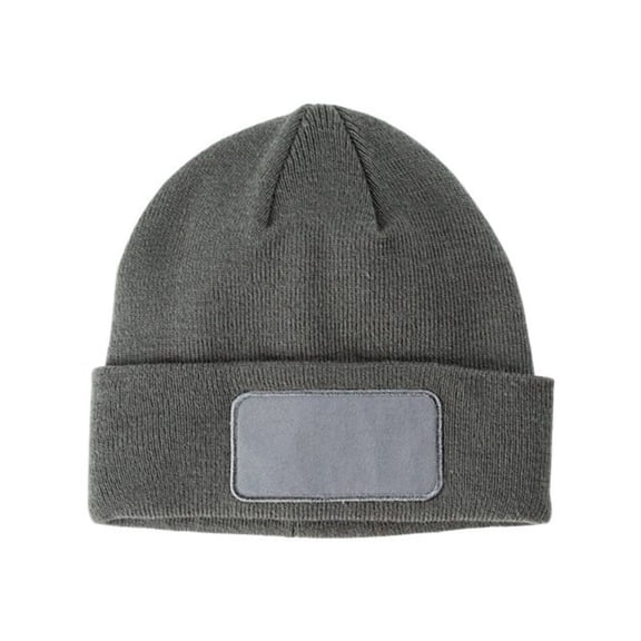 Big Accessories Patch Beanie, 100% Acrylic Warm Casual Fashion Winter Hat (Grey, One Size)