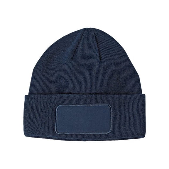 Big Accessories Patch Beanie, 100% Acrylic Warm Casual Fashion Winter Hat (Navy, One Size)