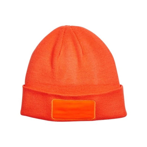 Big Accessories Patch Beanie, 100% Acrylic Warm Casual Fashion Winter Hat (Neon Orange, One Size)