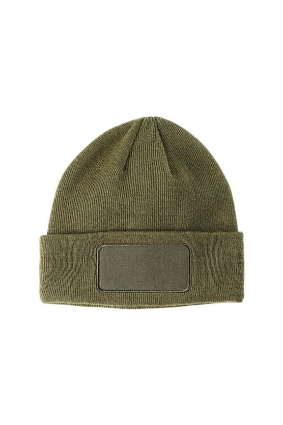 Patch Beanie, 100% Acrylic Warm Casual Fashion Winter Hat (Olive, One Size)