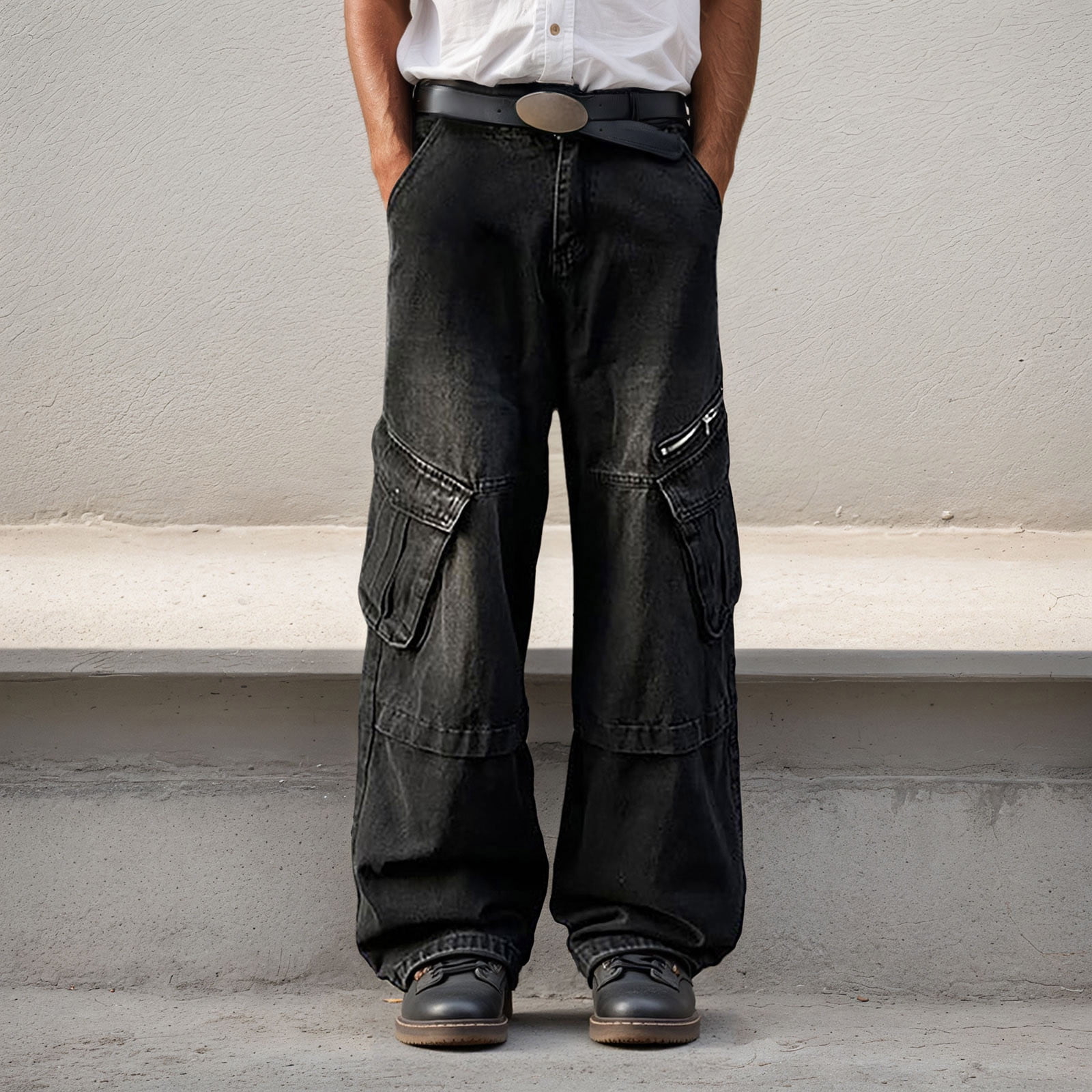 Big And Tall Jeans for Men Straight Leg Fashion Elastic Waist Denim ...