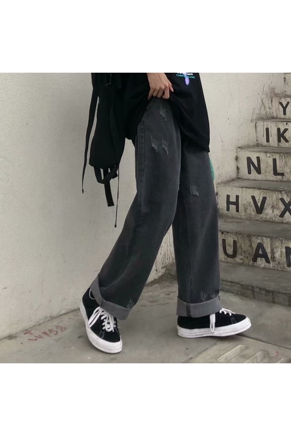 Big And Tall Jeans for Men Straight Leg Fashion Stretch Denim Pants Comfy Lightweight Workwear Classic Jeans Trousers Black XXL