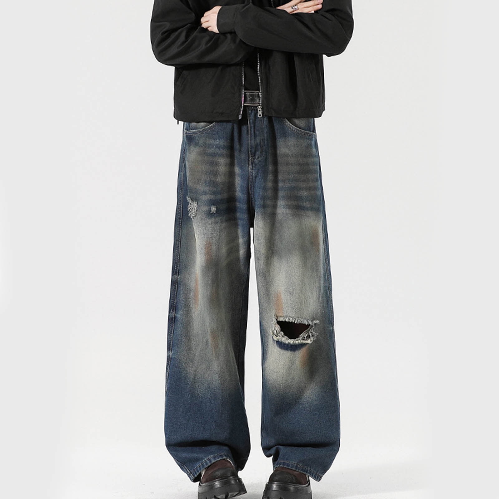 Big And Tall Jeans for Men Straight Leg Stretch Denim Pants Casual ...