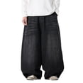 thumbnail image 1 of Big And Tall Jeans for Men Wide Leg Casual Denim Pants Comfortable Stretch Solid Color Travel Long Jeans with Pocket Black L, 1 of 4
