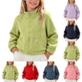 thumbnail image 1 of Big And Tall Lightweight Jackets for Kid Children's Solid Color Casual Long Sleeve Stand Collar Outwear Velvet Warm Coat Kids Green 7-8 Years, 1 of 6