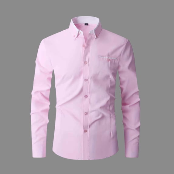 Big And Tall Men's Color Block Long Sleeve Button Down Shirt Formal Collar Casual Polyester