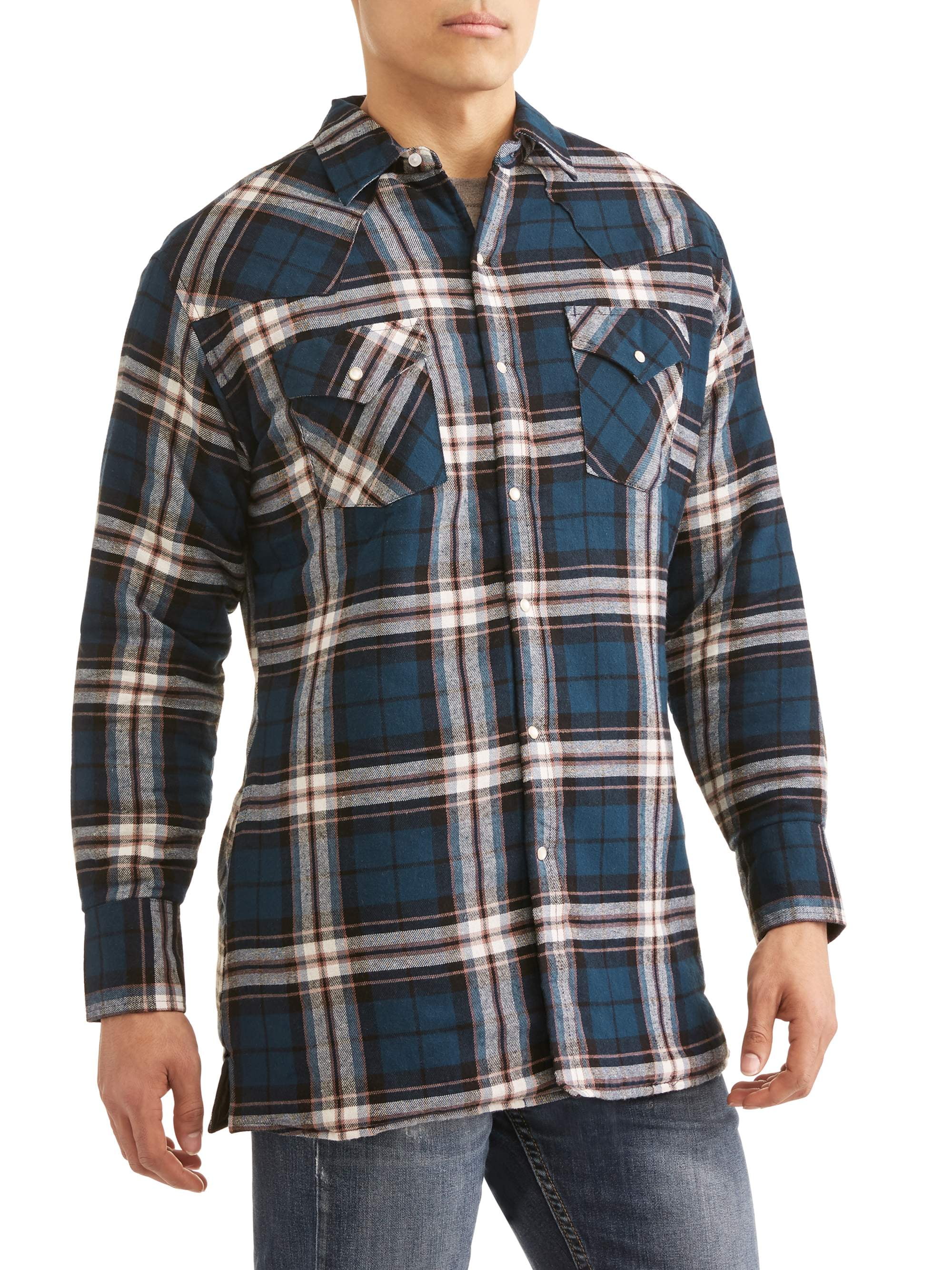 Big And Tall Men s Long Sleeve Quilted Flannel Shirt Jacket