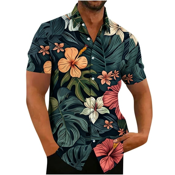 Big And Tall Mens Hawaiian Short Sleeve Shirts Lightweight Cruise Party Outfits Tops Button Down Summer Beach Holiday Vacation Shirt