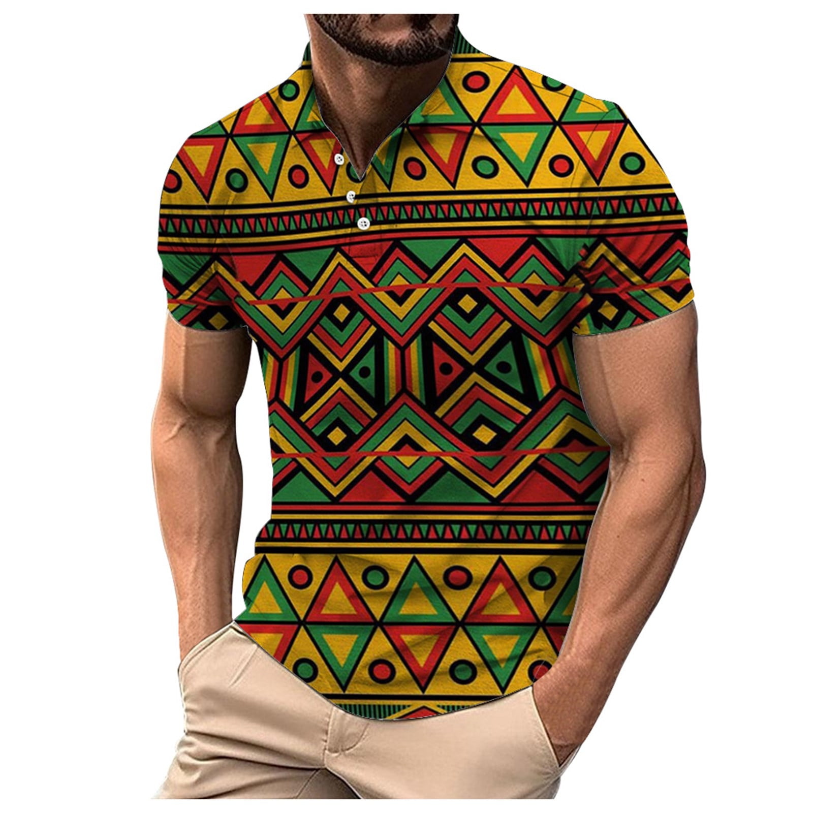 Big And Tall Mens Shirts African Traditional Pattern Print Shirt Casual ...