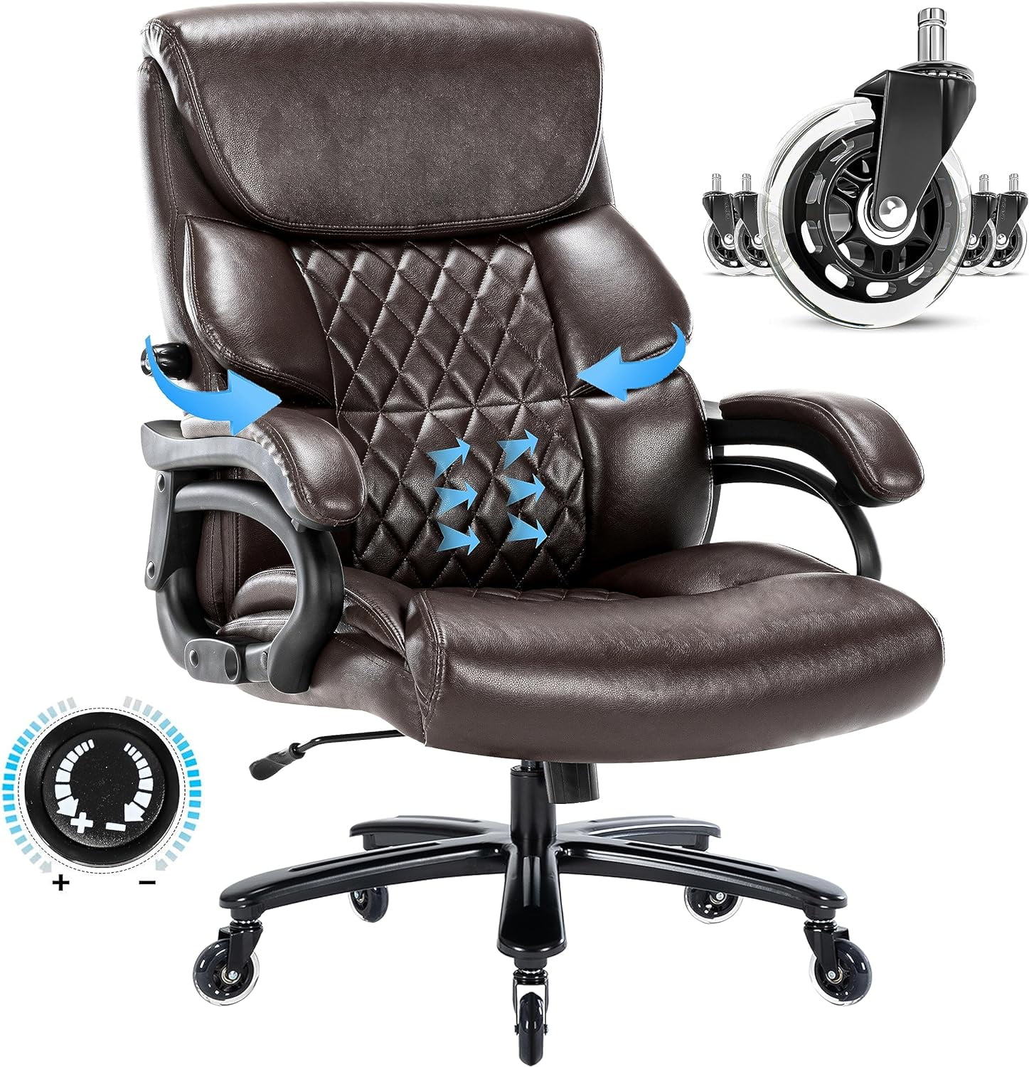 Big And Tall Office Chair 500Lbs With Adjustable Lumbar Support Heavy