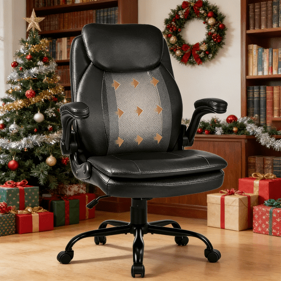 YEEZEEE Ergonomic Office Chair with winged backrest&Double-Layer Seat, Support for Home Office.