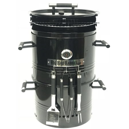 Big Bad Barrel BBQ Smoker Grill 5 in 1 Barrel can be used as a Smoker, Grill, Pizza Oven, Table and Fire Pit