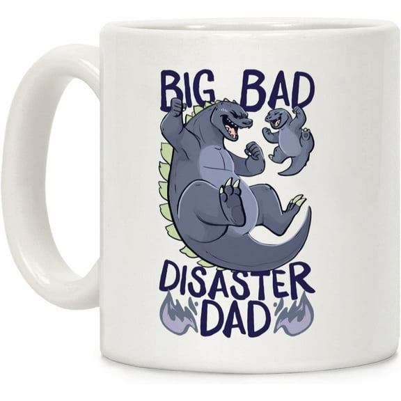 Big Bad Disaster Dad Godzilla White 11 Ounce Ceramic Coffee Mug