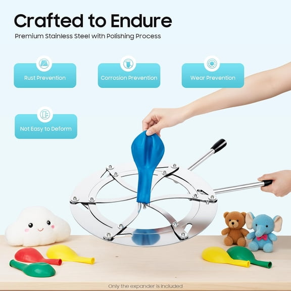 Big Balloon Expander for DIY Balloon Stuffing Machine Tool Large Balloon Opening Tool for Filling with Confetti, LED Lights & Toys, Stainless Steel with Adjustable Handles For Latex Bobo Balloons