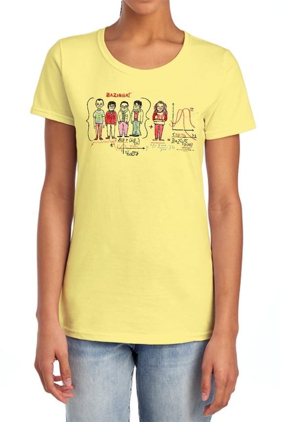 Big Bang Theory Bazinga Equation Women's T Shirt, Banana, Medium