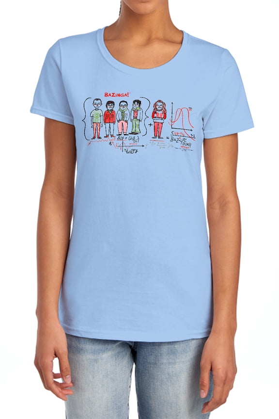 Big Bang Theory Bazinga Equation Women's T Shirt, Light Blue, 2X-Large