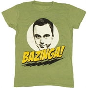 Big Bang Theory Bazinga Face Green Juniors T-Shirt