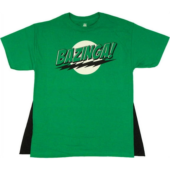 Big Bang Theory Bazinga Green Caped T Shirt