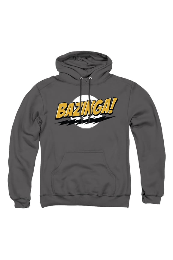 Big Bang Theory Bazinga Unisex Adult Pull-Over Heather Hoodie, Small, Charcoal
