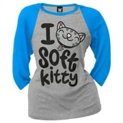 Big Bang Theory - I Heart Soft Kitty Juniors Raglan T-Shirt - Large