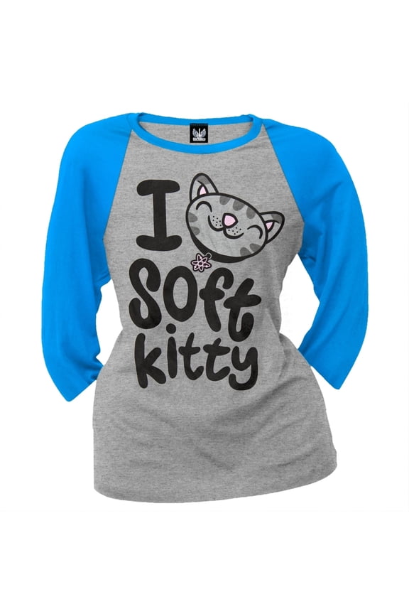 Big Bang Theory - I Heart Soft Kitty Juniors Raglan T-Shirt - Large