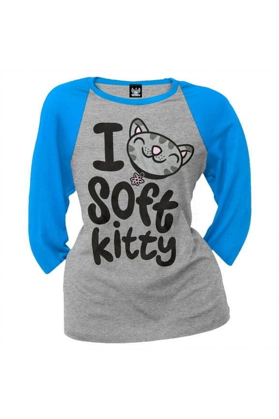 Big Bang Theory - I Heart Soft Kitty Juniors Raglan T-Shirt - Medium