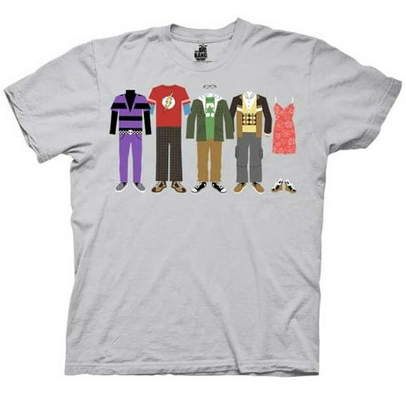 Big Bang Theory Mens T-Shirt  - Colorful Cast Standing Under Bazinga (Small)