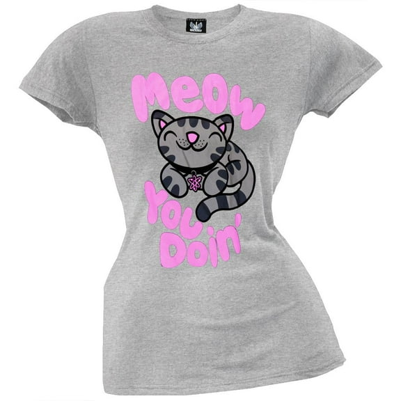 Big Bang Theory - Meow You Doin'  Grey Womens Juniors T Shirt