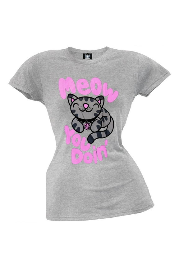Big Bang Theory - Meow You Doin' Grey Womens Juniors T Shirt