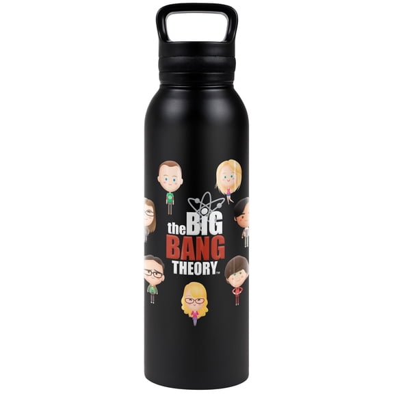 Big Bang Theory Official Emojis 24 oz Insulated Canteen Water Bottle, Leak Resistant, Vacuum Insulated Stainless Steel with Loop Cap