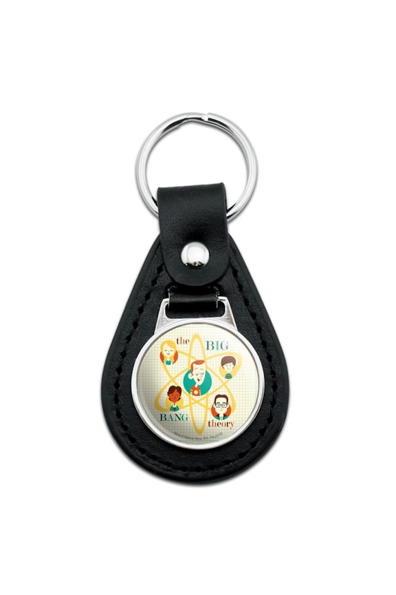 Big Bang Theory Retro Art Black Leather Keychain