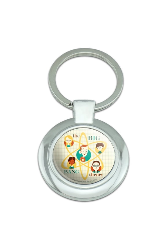 Big Bang Theory Retro Art Keychain Classy Round Chrome Plated Metal