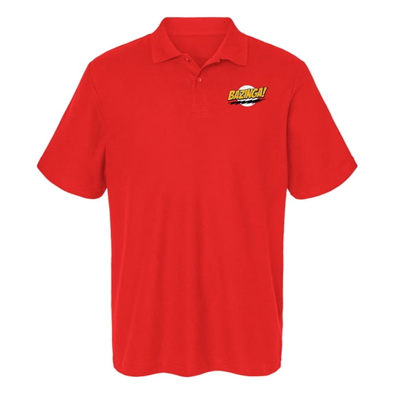 Big Bang Theory Sheldon Bazinga Cotton Polo Shirt, Red, 3X-Large