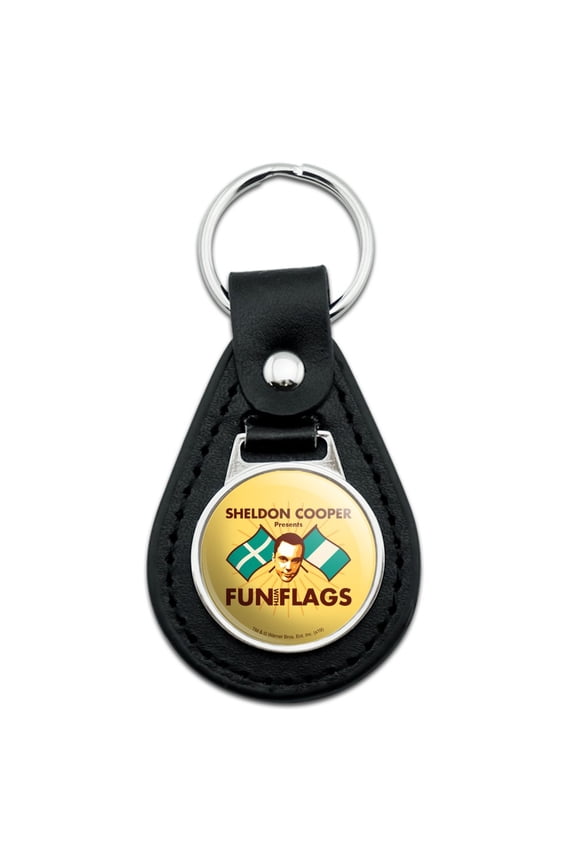 Big Bang Theory Sheldon Cooper Fun With Flags Black Leather Keychain