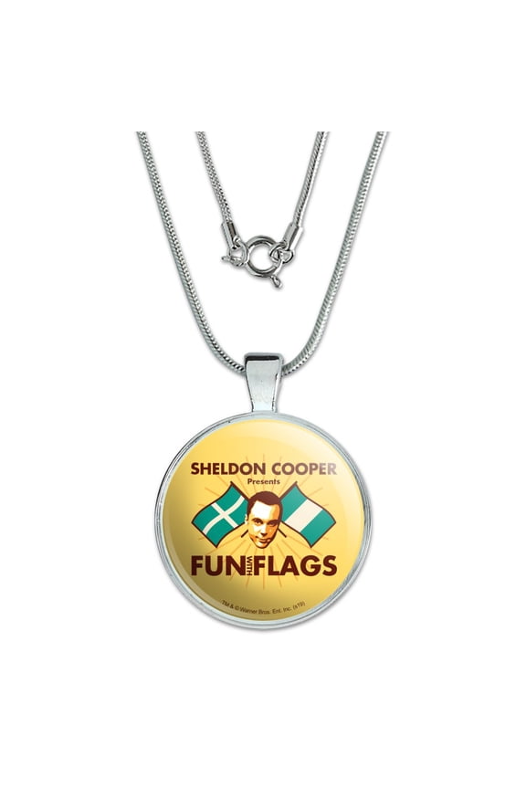 Big Bang Theory Sheldon Cooper Fun with Flags 1" Pendant with Sterling Silver Plated Chain