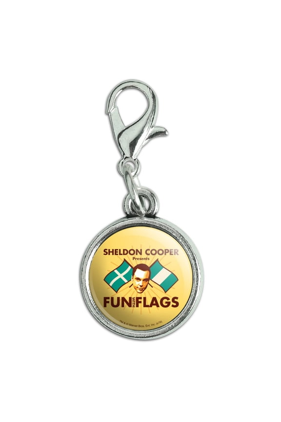 Big Bang Theory Sheldon Cooper Fun with Flags Antiqued Bracelet Pendant Zipper Pull Charm with Lobster Clasp