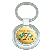 Big Bang Theory Sheldon Cooper Fun with Flags Keychain Classy Round Chrome Plated Metal