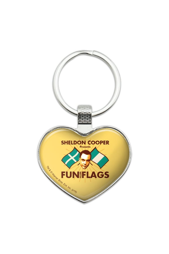 Big Bang Theory Sheldon Cooper Fun with Flags Keychain Heart Love Metal Key Chain Ring