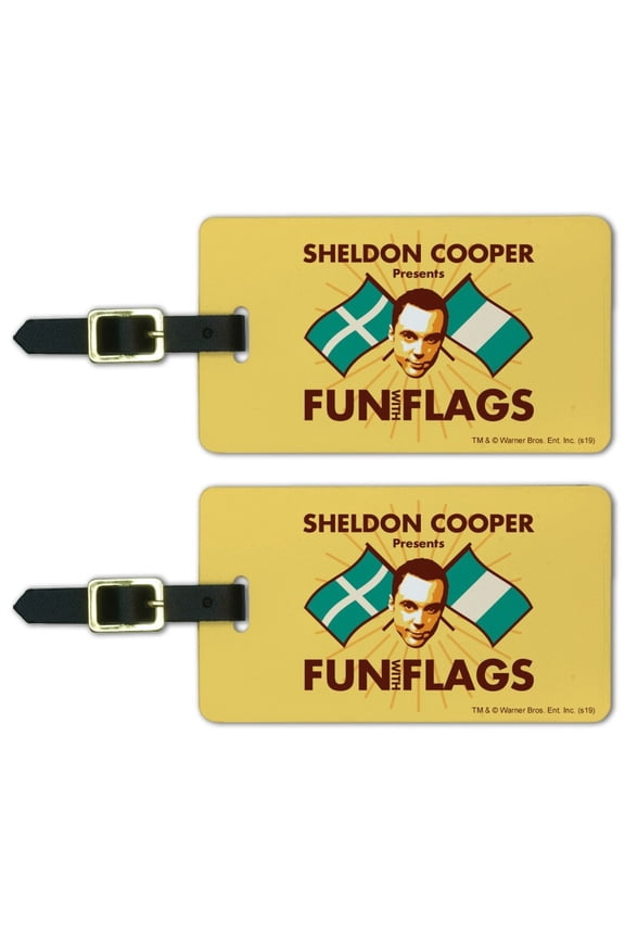 Big Bang Theory Sheldon Cooper Fun with Flags Luggage ID Tags Suitcase Carry-On Cards - Set of 2