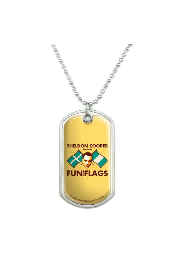 Big Bang Theory Sheldon Cooper Fun with Flags Military Dog Tag Pendant Necklace with Chain
