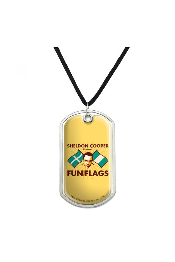 Big Bang Theory Sheldon Cooper Fun with Flags Military Dog Tag Pendant Necklace with Cord